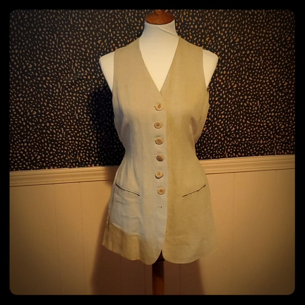 Vintage Donna Karan Linen and Silk Vest